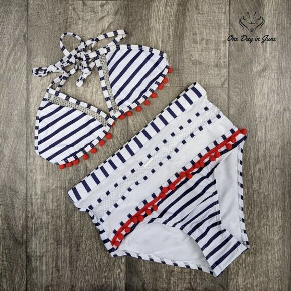 Moshengqi High Waist Tassel Bikini Size M - Picture 2 of 3